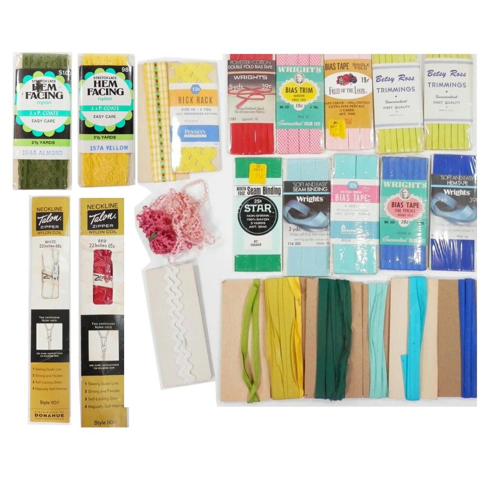 Vintage Lot Wrights Betsy Ross Bias Tape Trim Seam Binding Penneys Rick Rack